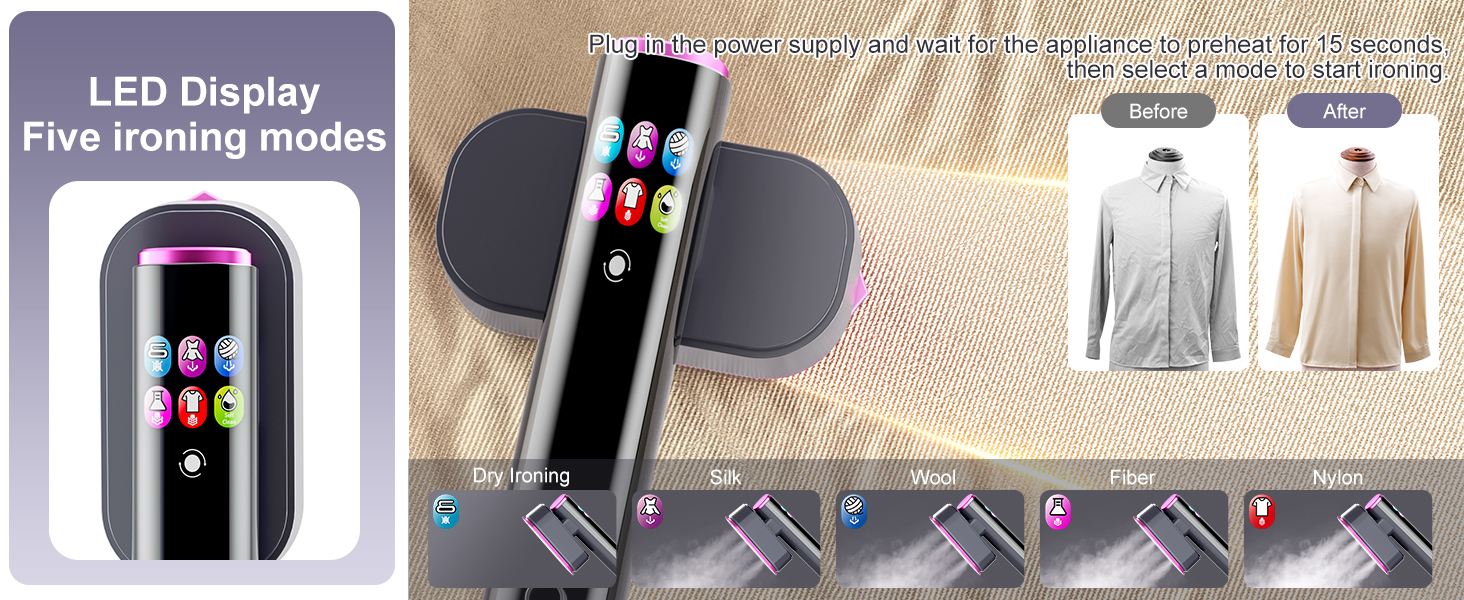 The hanging iron machine has 5 modes and self-cleaning, totaling 6 modes
