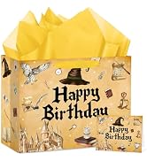 Abilat Large Wizard Birthday Gift Bag with Tissue Paper and Greeting Card Reusable Magical Hat Pa...