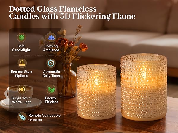 Battery Operated LED Flickering Flameless Candles with Remote and Timer