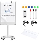 TANKEE Mobile Whiteboard on Wheels - 40'' x 26'' Portable Magnetic Standing White Board, Dry Eras...