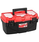 MAXPOWER Tool Box 15-Inch, Plastic Tool Boxes with Removable Tray & Dual Lock Secured For Home