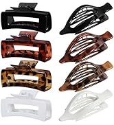 Hair Clips for Women 4.3 Inch Large Hair Claw Clips 8 pcs Square Claw Clips & Flat Hair Clips for...