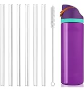 Axlksia 6 Pcs Replacement Straws for Owala FreeSip 24oz 32oz, Reusable Clear Straws with Cleaning...