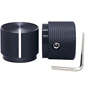 Taiss / 2pcs Black Aluminum Rotary Electronic Control Potentiometer Knob for 6 mm Diameter Shaft ...