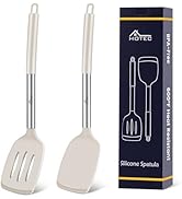 HOTEC Heat Resistant Silicone Solid Turner, Slotted Kitchen Spatulas set Cooking utensils (13.7in...