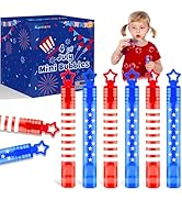 32 Pack 4th of July Bubbles Toys Gifts for Kids,Red White Blue Mini Bubble Wands for Toddlers,Goo...