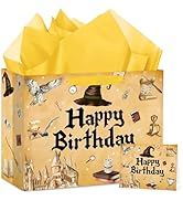 Abilat Large Wizard Birthday Gift Bag with Tissue Paper and Greeting Card Reusable Magical Hat Pa...