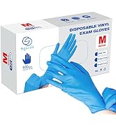squish Disposable Gloves, Blue 4 mil Vinyl Synmax Blend Exam Gloves Non Sterile, Powder Free, Lat...
