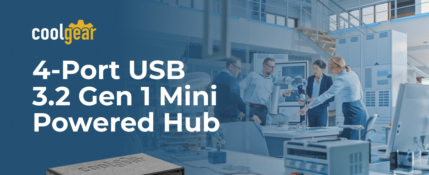 4-Port USB 3.2 Gen 1 mini powered hub for computer accessories and multiport connectivity