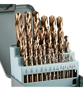 StratMet 29pcs Cobalt Drill Bit Set, M35 High Speed Steel Drill Bit Set (1/16"-1/2") for Hardened...