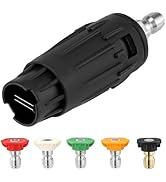 JOEJET Pressure Washer Tips, Adjustable Pressure Washer Nozzle with 5 Spray Nozzle Tips, 1/4 Inch...
