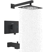 KENES Modern Matte Black Shower Faucet Set, Tub and Shower Trim Kit with Single-Spray Black Showe...