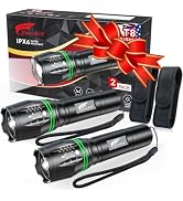 HAUSBELL 2000 Lumen Flashlight 2 Pack Super Bright Tactical LED Small | Heavy-Duty Aluminum with ...