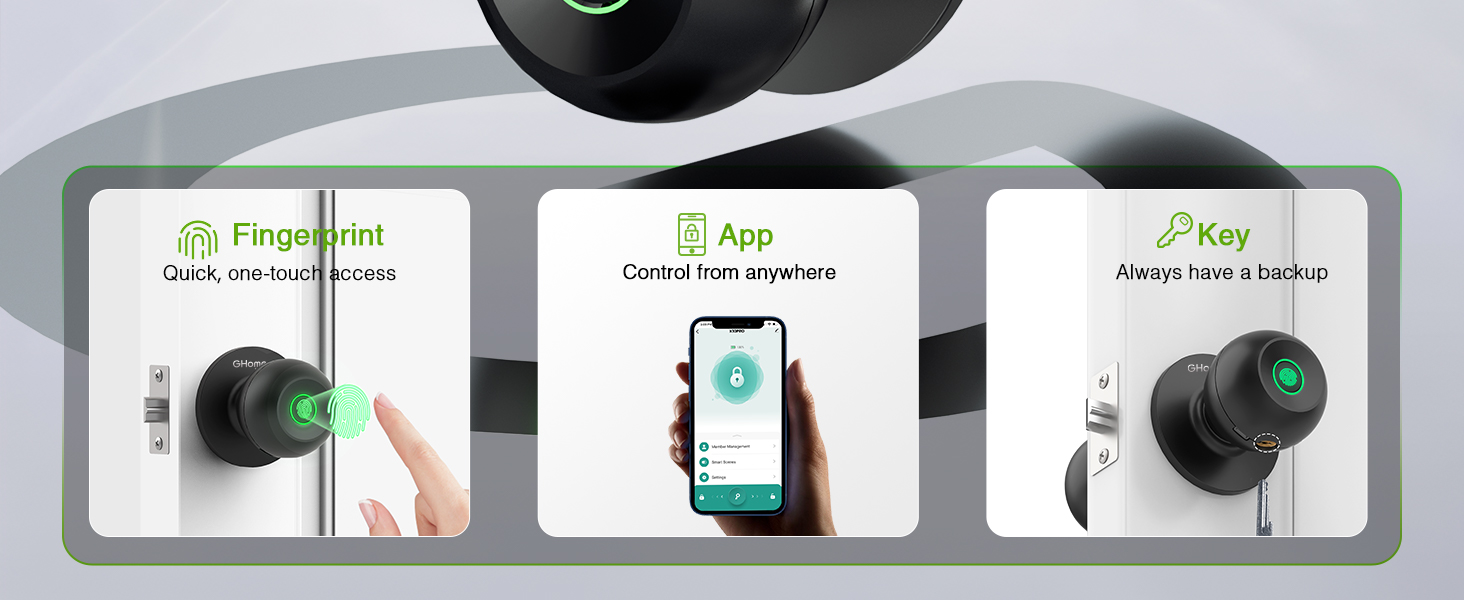 ghome smart door knob fingerprint
