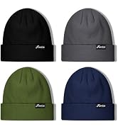 Finvizo Winter Beanie Hats for Men Women: 4 Pack Knit Cuffed Beanies Skull Caps Unisex Warm Hat