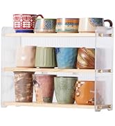 KAOTGOT Coffee Mug Holder Wooden Cup Station Organizer 3-Tier Cup Holder for Coffee Bar Mug Displ...