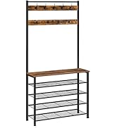 HOOBRO Hall Tree, Coat Rack with Shoe Rack, Hall Tree with Bench, 5 Tier Shoe Storage Organizer w...