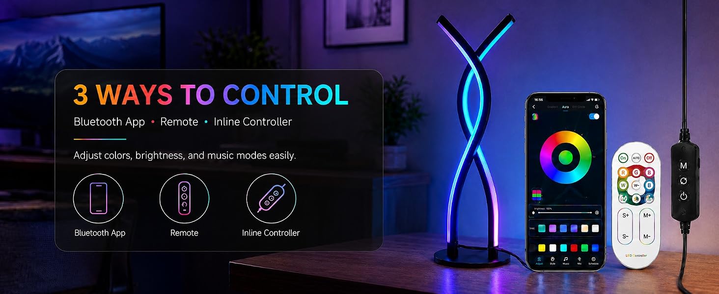 Smart RGB lamp with 3 control methods.
