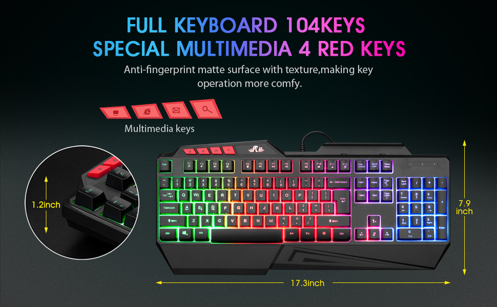 Multimedia 104 Keys standard keyboard