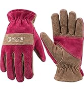AOUCHI Leather Work Gloves for Women with Cotton Lining, Thorn Proof Gardening Gloves for TIG/MIG...
