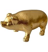 Pewery Golden Pig Statue, Animal Figurine Home Decor, Pig Sculpture for Home Office Desktop Books...