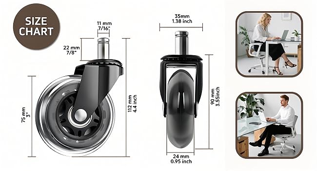 Chair Caster Sizes