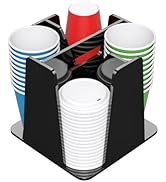 WINFFOR Coffee Cup Holder for Countertop - 4 Compartments Black Rotating Disposable Cup Organizer...