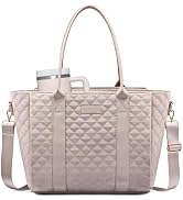 LOVEVOOK Laptop Bag for Women,Work Bag Teacher Tote Bag With Large Cup Holder, Quilted Crossbody ...
