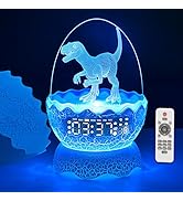 Dinosaur Night Light for Kids with Alarm Clock White Noise Bluetooth Speaker, 16 Colors LED Decor...