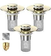 Bathroom Sink Drain Strainer,(3PCS) Pop-up Sink Drain Strainer with Removable Stainless Steel Str...