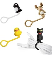 BONE Style Q Cord Ties (4 Packs), Cute Cartoon Animal Wire Management & Cord Organizer, Reusable ...