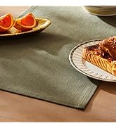 ZeeMart Rustic Cotton Linen Table Runner, 13x72 Inches Olive, Farmhouse Style Green Table Runners...
