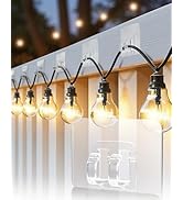 AGPTEK 100Pcs Hooks for Outdoor String Lights Clips, Heavy Duty Light Hook with Adhesive Strips -...