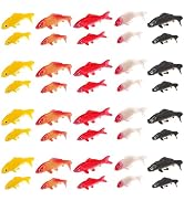 ZENFUN 50 Packs Mini Koi Fish, Cute Miniature Fish Fake, Plastic Small Koifish, Tiny Fish Model B...