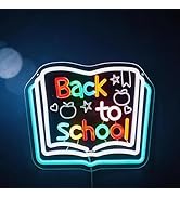 Back to School Neon Sign - 13.8" x 11" Colorful Chalkboard Style LED Light, Fun "Back to School" ...