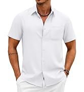 COOFANDY Mens Button Down Shirt Short Sleeve Casual Shirts Summer Beach Vacation Wedding Shirt wi...