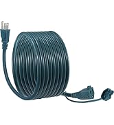 15FT 14Gauge Outdoor Extension Cord - Green Heavy Duty Construction SJTW 3Prong Waterproof Long P...