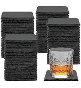 68 PCS Square Slate Drink Coasters Set, SIJDIEE 4 Inch Laser Engraving Black Slate Stone Coasters...
