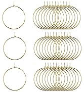 JIALEEY 100PCS Wine Glass Charm Rings 25mm Gold Plated Open Jump Ring Earring Beading Hoop for Je...