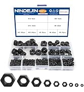 NINDEJIN 326pcs Metric Black Hex Nuts Assortment Kit, M2 M2.5 M3 M4 M5 M6 M8 M10 M12 Assorted Met...
