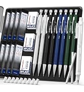 WUO 0.5 & 0.7 mm Mechanical Pencils with Eraser Pen Storage Case, 8 PCS | Metal Drafting Pencil S...