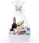 MADHOLLY 6 Set Baskets for Gifts Empty - Sturdy Kraft Gift Basket Kit with Cellophane Wrap and Pu...
