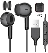 USB Earbuds with Microphone for PC Chromebook Laptop School,7.5 Ft USB A Headphone Wired for Comp...