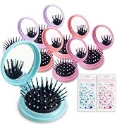 Bulk Mirror Hair Brushes,DIY Mini Round Folding Pocket Hair Brush Portable,Travel Hairbrush Wet a...
