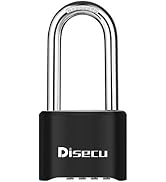 disecu 4 Digit Heavy Duty Combination Lock 2.5 Inch Long Shackle Outdoor Waterproof Padlock for S...