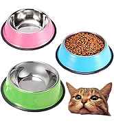 YUDANSI Stainless Steel Cat Bowls 3 Pack, Puppy Small Dogs Bowls for Food and Water, Cat Dish Set...