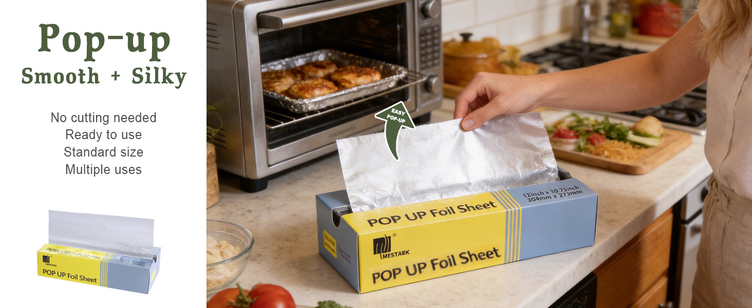 Mestaek easy pop-up Aluminum Foil Sheets pre-cut ready to use