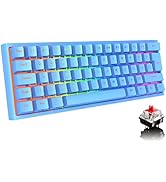 FELICON 60% Portable Mechanical Gaming Keyboard, 62 Keys Ultra-Compact Mini Keyboard, Red Switch,...