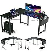 Sagenest L Shaped Desk, 50 Inch Reversible Computer Desk Corner Gaming Table with CPU Stand & Sto...