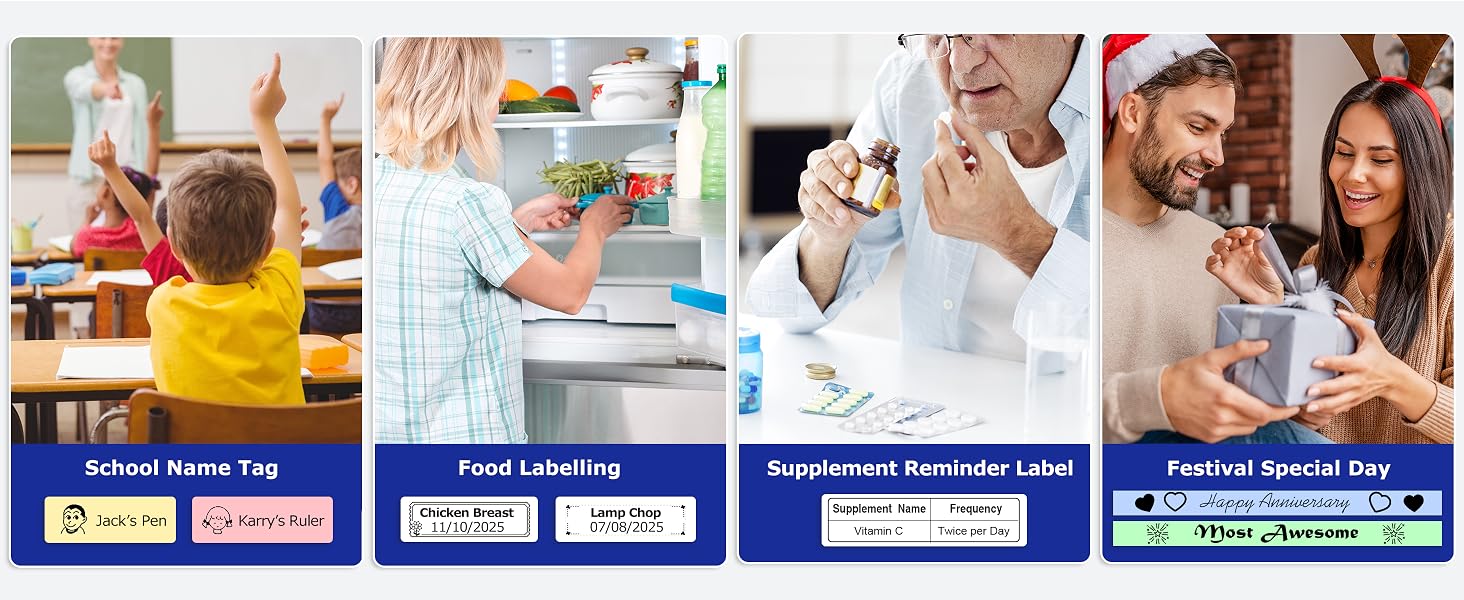 Labels for school, food, supplements & holidays